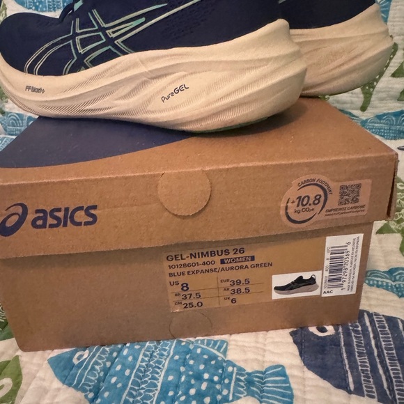 Asics Navy and Teal Athletic Shoes - Picture 6 of 10